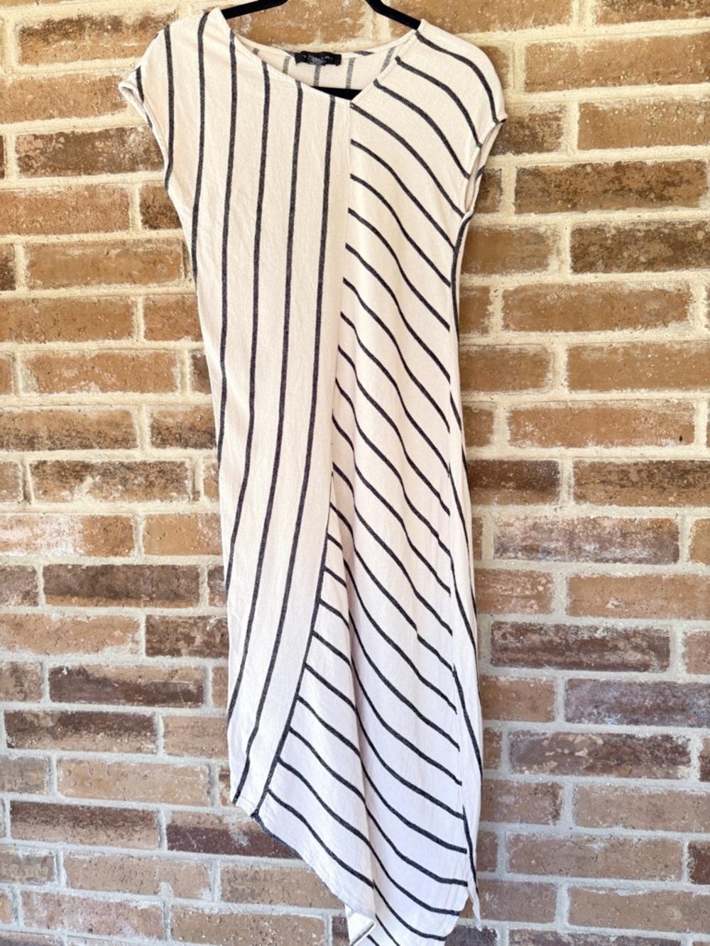 Tahari Cream Dress with Black Stripes